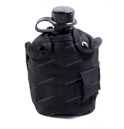 Фляга пластиковая 1л в чехле с кружкой black rep-029black - фото 17512