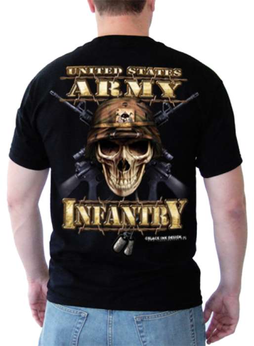Футболка Black Ink Design Army Infantry Skull черная MT-556 - фото 26780